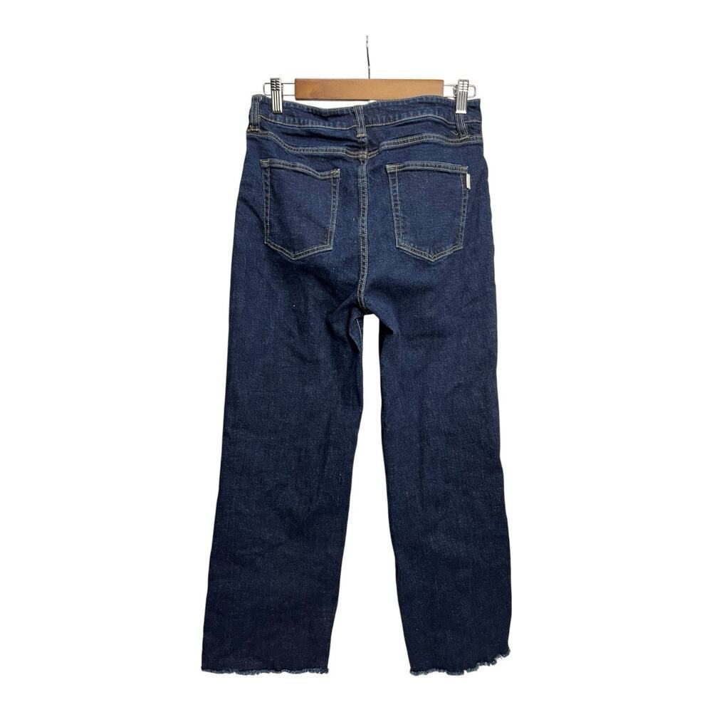 Oliver Logan Aberdeen Jeans Women 28 Denim Dark Wash Wide Leg Crop Raw Hem - Picture 2 of 11